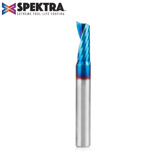 Picture of 51419-K Solid Carbide CNC Spektra™ Extreme Tool Life Coated Spiral 'O' Flute, Plastic Cutting 1/4 Dia x 5/8 x 1/4 Inch Shank Up-Cut Router Bit